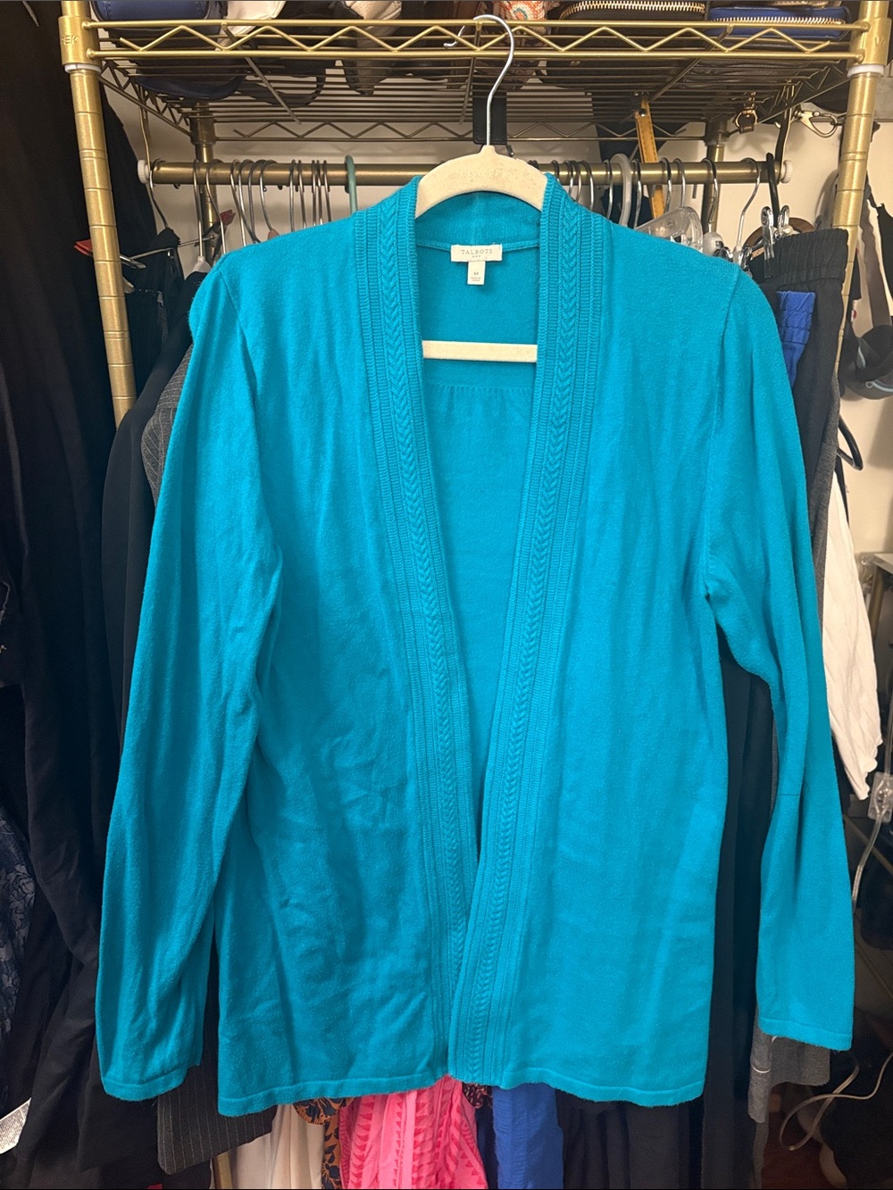 Talbots Teal Open-Front Cardigan